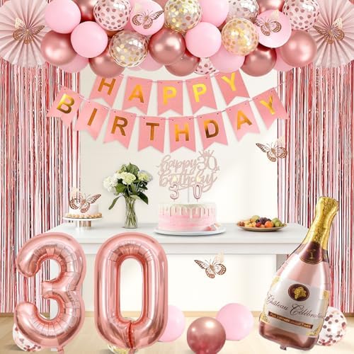 Juesly 30th Birthday Decorations for Women, 51pcs 30 Year Old Party Set - Image 5