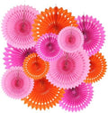 ZOOYOO Hanging Paper Fans Party Decorations,12 Pcs Pink Orange Honeycomb Round Fans,Ceiling Decor for Birthday,Wedding,Graduations,Fall Tea Party Backdrop by ZOOYOO