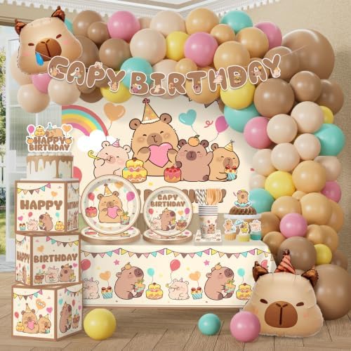 287Pcs Capybara Birthday Decorations, All-in-One Set for 25 Guests by Unknown
