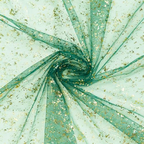 Artoid Mode 3PCS Green Gold Gauze Table Runner 120 Inch 10FT, Glitter Metallic Foil Sheer Dining Wedding Anniversary Holiday Table Decor for Home Party - Image 3