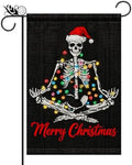 Merry Christmas Garden Flag Gothic Santa Hat Skeleton Outdoor Yard Decor by Unknown