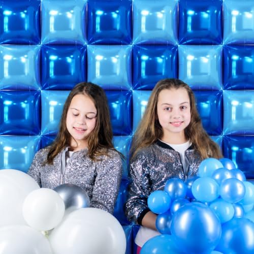 NISOCY 36PCS Blue and Pearl Blue Square Foil Balloons Wall Backdrop - Image 6