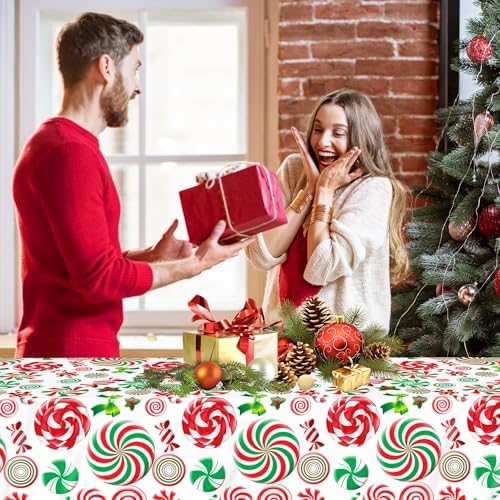 4 Pack Christmas Candy Cane Plastic Tablecloths, 54 x 108 Inch - Image 6