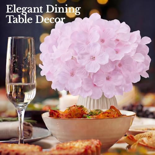 65PCS Hydrangea Artificial Flowers with Stronger Bendable Stems, Premium Silk Faux Hydrangea Flowers Bulk for DIY Wedding, Arches, Baby Showers & Large Event Decor(Pink) - Image 2