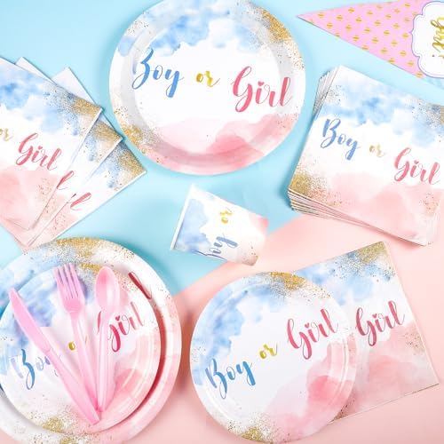 Gender Reveal Party Supplies Set, 175 Pcs, Serves 25, Pink Blue - Image 4
