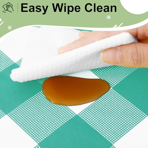 misaya 12 Packs Teal White Buffalo Gingham Plastic Disposable Table Cloth - Image 5