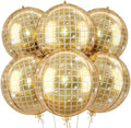 6pcs 22 Inch Gold Disco Ball Balloons, Shiny Gold Big Disco Foil Balloons by Paready