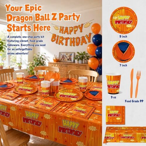 Anime Dragon Theme Party Supplies Cartoon Birthday Party Decorations Disposable Plate Napkin Fork for Anime Party Decoration 20 Sets - Image 6