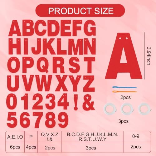 BEISHIDA 116 PCS A-Z DIY Letter Banner Kit Make Your Own Banner Including 111 Letters and Numbers 3 Rope and 2 Threading Device,Customized for Birthday Graduation Wedding Decor Matte Red - Image 2