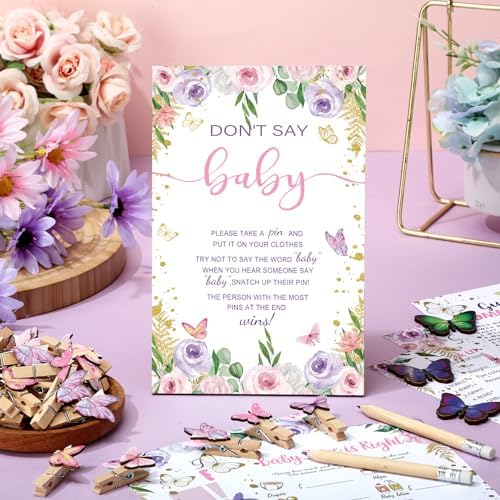 Patelai 321 Pcs Butterfly Baby Shower Decorations Games Supplies Serves 50 - Image 2