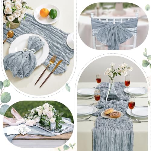 AGIRL 12 Pack Dusty Blue Cheesecloth Table Runner 10FT Boho Home Decor - Image 4