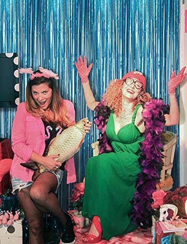 Melsan Teal Blue Foil Curtain Backdrop for Birthday Decorations, 2 Pack - Image 3