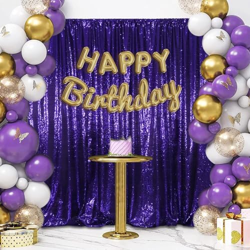 SquarePie 7x7ft Purple Sequin Backdrop, High Density Non-Transparent Glitter Curtain for Photography, Birthday, Wedding Party Decorations, Thick Solid Background with 4" Rod Pocket, 1 Panel - Image 7