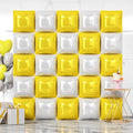 NISOCY 25PCS Yellow White Square Foil Balloons Wall Backdrop by NISOCY