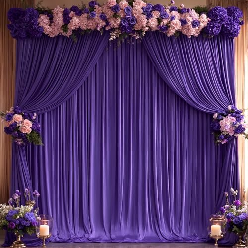 40x10FT Dark Purple Backdrop Curtains for Wedding Parties, Wrinkle Free Polyester Photography Backdrop Drapes for Baby Shower Birthday Parties Stage Background Stand Decorations 4x10ft,10 Panels - Image 7