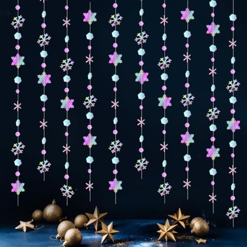 Winter Wonderland Snowflake Garland Decorations for Frozen Party Decor by Mooduuty