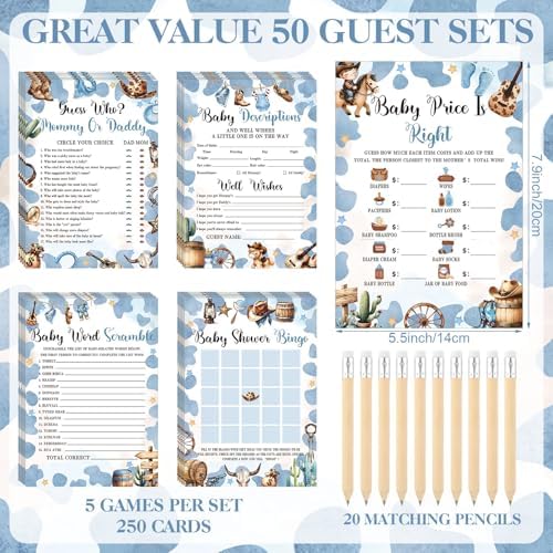 Patelai 321 Pcs Cowboy Baby Shower Decorations Retro Western Games Supplies - Image 2