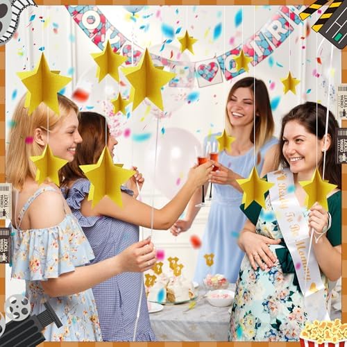 70 Pcs Star Centerpieces for Movie Night Party Decorations 3D 2025 Graduation Table Decor 3 Sizes 8" 5" 3" Red Carpet Film Show Theme Birthday Party Back to School Table Decor （Gold） - Image 7
