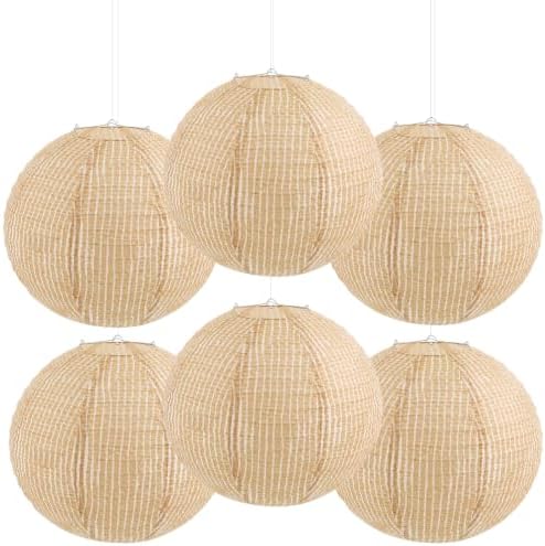 Hortsun 6 Pcs Print Burlap Paper Lanterns Classroom Decor,16 Inch by Hortsun