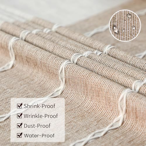 Deep Dream Tablecloths, Waterproof Table Cloth, Linens Wrinkle Free Anti-Fading, Rustic Table Cover Decoration for Kitchen Dinning Christmas (Rectangle/Oblong, 55''x102'',8-10 Seats, Light Coffee) - Image 4