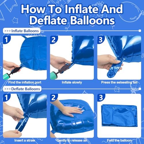 NISOCY 25PCS Metallic Blue Square Foil Balloons Wall Backdrop - Image 3