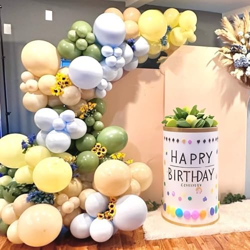 Green Blue Yellow Beige Balloons Arch Birthday Decorations Bear Baby Shower - Image 3