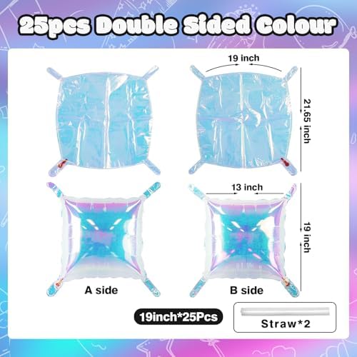 NISOCY 25PCS Iridescent Square Foil Balloons Wall Backdrop - Image 2