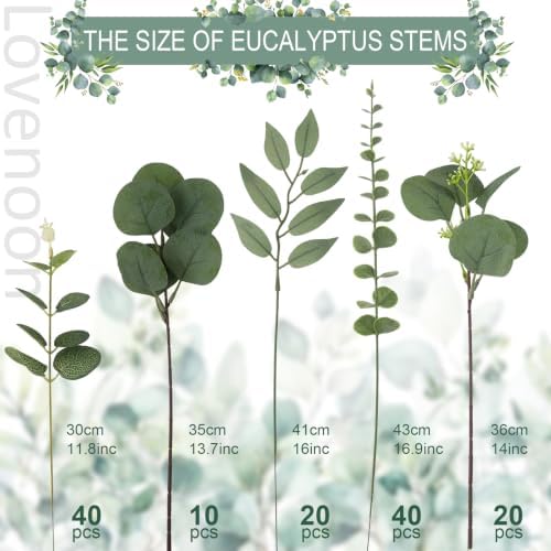 lovemoon 130 Pcs Mixed Eucalyptus Stem, Artificial Greenery Stems for Decor - Image 6