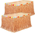 Fovths 2Pcs Luau Grass Table Skirt, Reddish Golden Brown, 9 Ft x 29.5 in by Fovths
