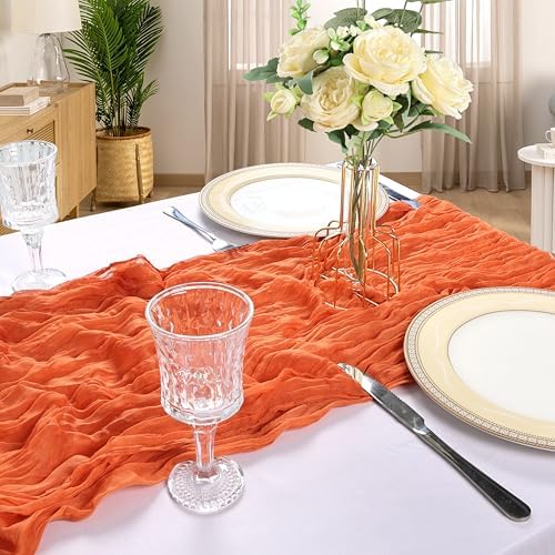 6 Pack 10Ft Orange Cheesecloth Table Runner 23 x 120 Inch - Image 6