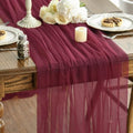 Artoid Mode 6PCS Burgundy Gauze Table Runner 120 Inch 10FT, Seasonal Sheer Kitchen Dining Holiday Wedding Birthday Baby Shower Table Decor for Home Party by ArtoidMode