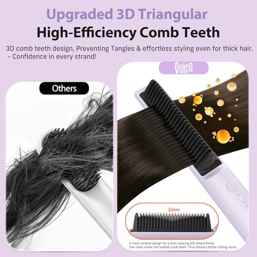 Quico Hair Straightener Brush, 100-240V Dual Voltage Straightener Brush - Image 6