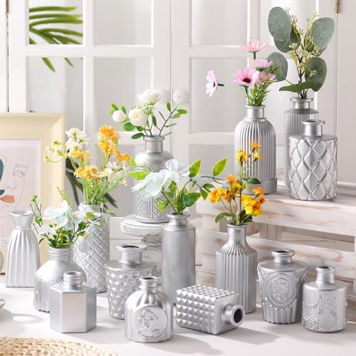 Yaomiao 30 Pcs Glass Bud Vases Centerpieces, Silver Series - Image 6