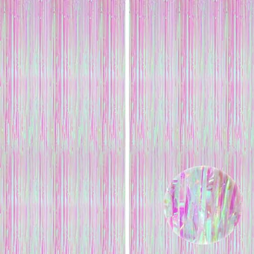KatchOn Iridescent Pink Backdrop Curtain - 3.2x8 Ft, Pack of 2 Bridal Decor by KatchOn
