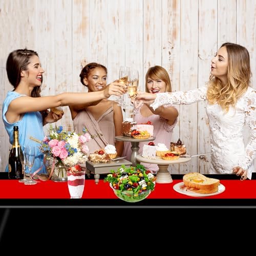 4 Pcs Black and Red Disposable Plastic Tablecloths Party Decorations - Image 7