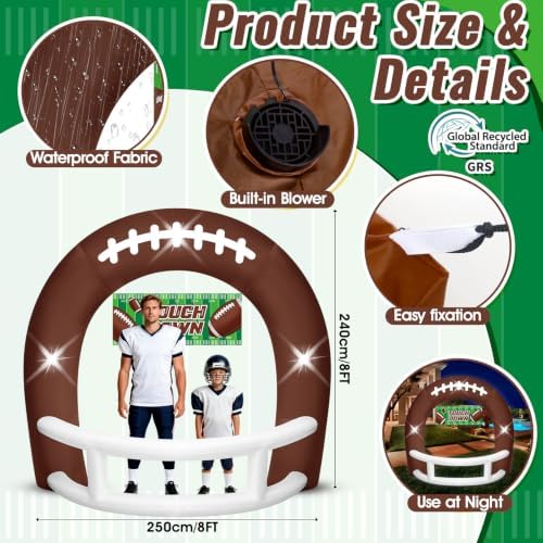 8FT Brown White Inflatable Football Helmet Arch with LED Lights - Image 2