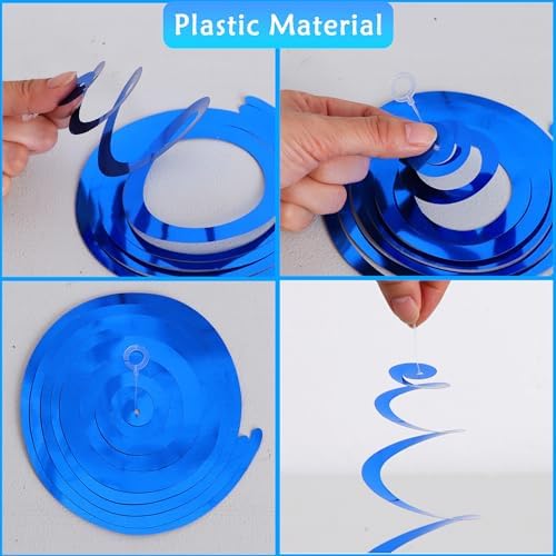 BEISHIDA 30Pcs Blue Gold Silver Hanging Swirls Graduation Birthday Decor - Image 3