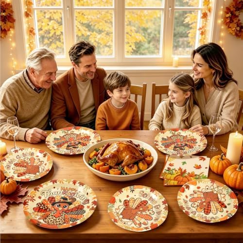 72PCS Thanksgiving Party Plates and Napkins, Fall Turkey Party Supplies - Image 7