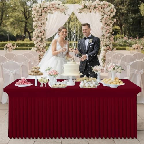 Smiry Spandex Elastic Fitted Table Cloth Skirt for 8FT Rectangle Table - Image 6