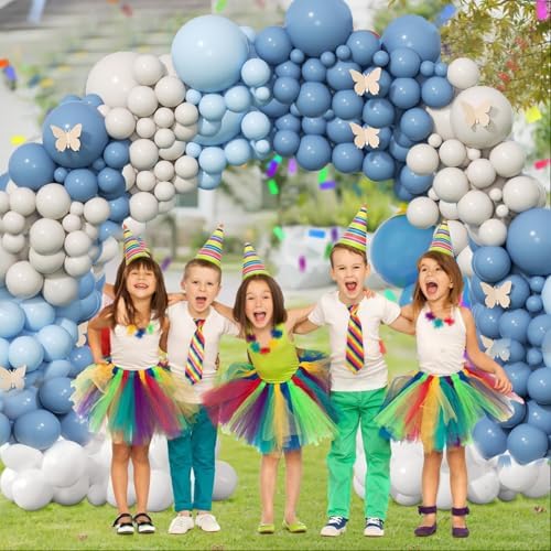 412Pcs Dusty Blue White Sand Balloon Arch Garland Kit,18 12 10 5 Inch Slate Fog Baby Blue Macaron Blue Sand White for Birthday Baby Shower Wedding Bridal Gender Reveal Decorations - Image 7