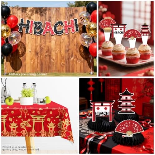 Red Gold Hibachi Party Decorations Tableware Set, for 25 Guest - Image 6