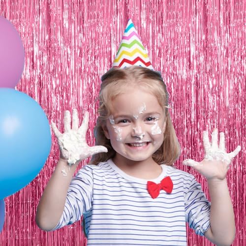 20 Pack Foil Curtain Backdrop Pink Metallic Tinsel Foil Fringe Curtains Photo Booth Props for Birthday Wedding Engagement Baby Shower Bachelorette Christmas Holiday Celebration Party Decorations - Image 6