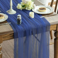 Artoid Mode 6PCS Navy Blue Gauze Table Runner 120 Inch 10FT, Seasonal Sheer Kitchen Dining Holiday Wedding Birthday Baby Shower Table Decor for Home Party by ArtoidMode