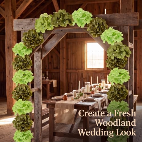22PCS Green Hydrangea Artificial Flowers with Stronger Bendable Stems - Image 6