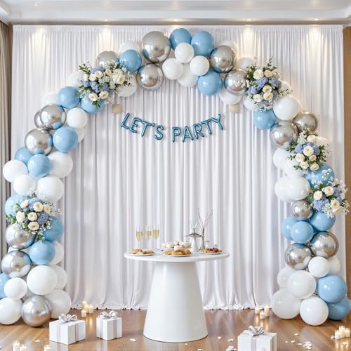 10x12ft White Backdrop Curtain Panels for Parties - Wrinkle Free Polyester Photo Curtain Backdrop Wedding Back Drop Fabric Drapes for Party Decorations Background for Photography - Image 2