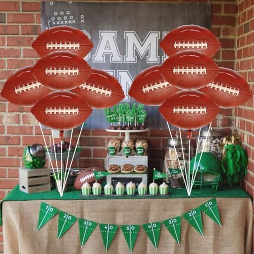 5 Pieces Large Football Party Balloons, Brown Football Shaped Mylar Foil Balloons Sports Theme Party Decorations for Boys Men Football Fans Tailgate Birthday Party Sport Decorations Supplies - Image 4