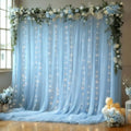 10x10FT Blue Wrinkle Free Backdrop Curtains with Lights String for Parties - Photo Curtain Backdrop with Lights for Wedding Decorations, Bridal Baby Shower Birthday Party Photography Background by WishCare