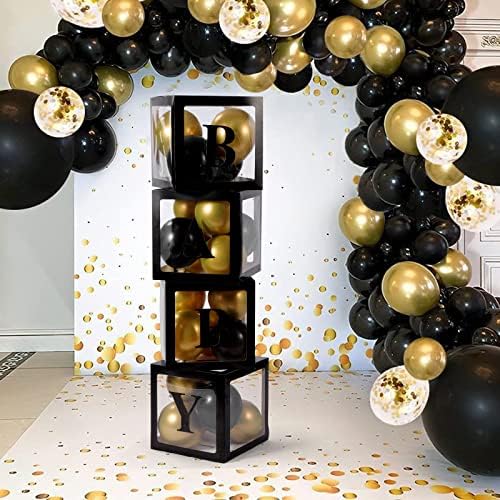 Voircoloria Baby Boxes with Letters, Black, 4 Transparent Balloon Boxes - Image 6