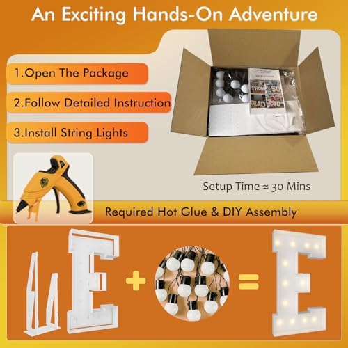 4FT Marquee Letters, Large Light Up Letters E for Marry Me Party Decor - Image 2