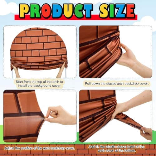 2 Set 6ft 7.2 ft Video Game Arch Backdrop Covers Stretchy Fabric - Image 4